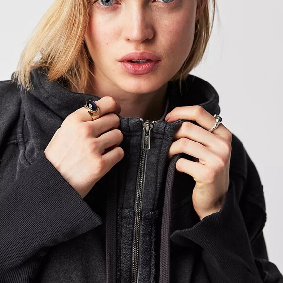 Free People Black Oversized Hoodie - Picture 2 of 12